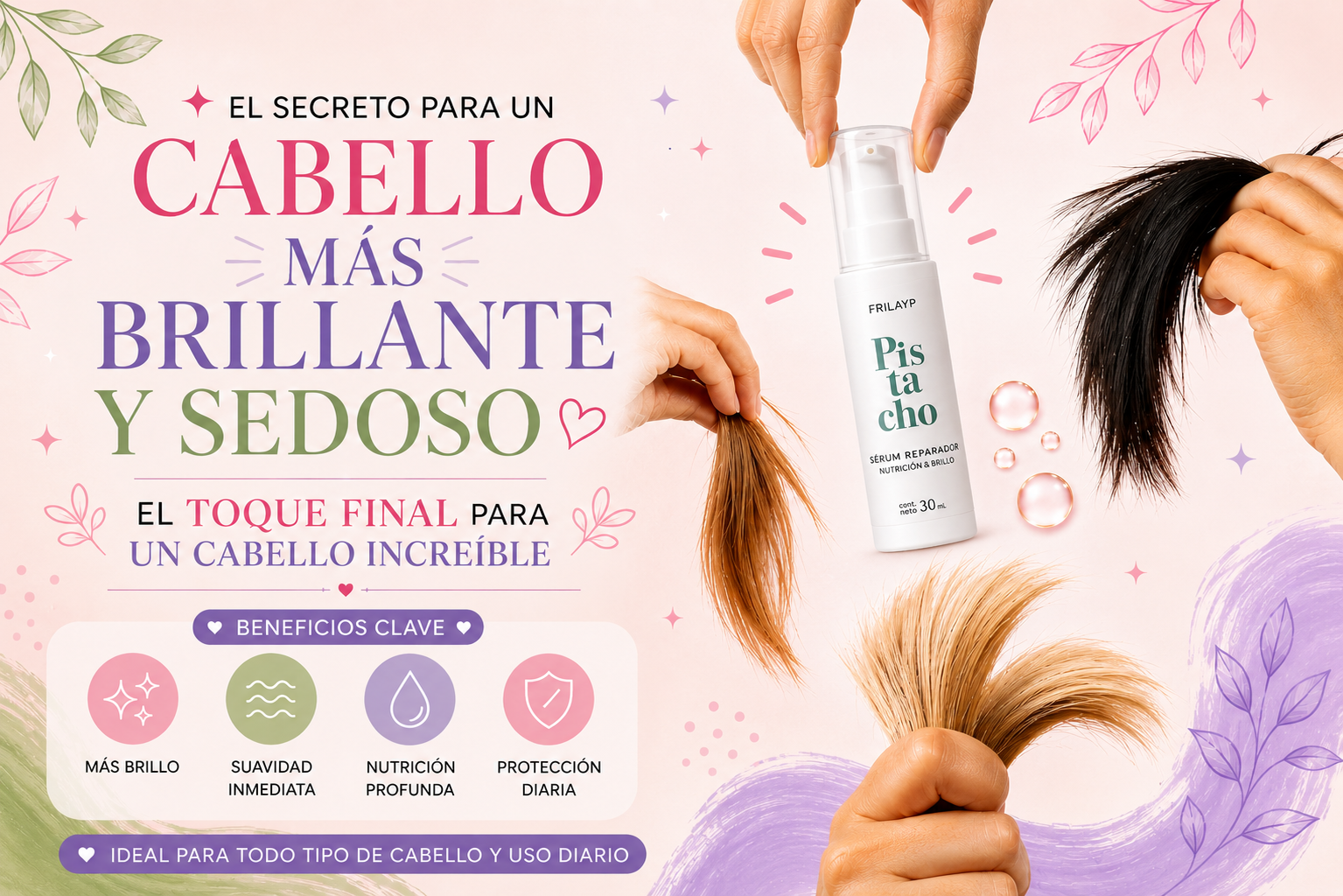 🌿✨ Óleos y sérums capilares: cómo usarlos para sumar brillo y suavidad 👑💖
