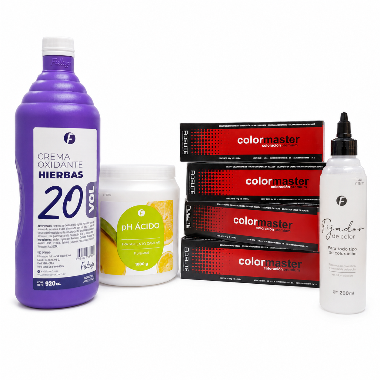 12 Tinturas Color master + 1 Oxidante 20 Vol x 920 cc - Frilayp + 1 Mascara Extra Acida x 1kg - Frilayp + 1 Fijador De Color x 200 cc - Frilayp