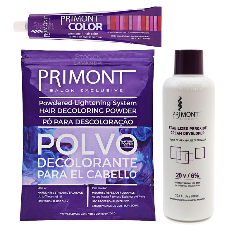 20 Tinturas + Oxidante + Polvo Decolorante - Primont
