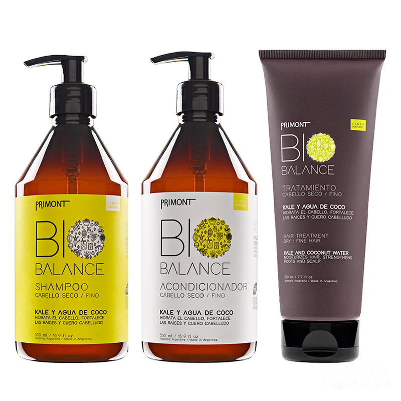 Kit Kale Y Coco Shampoo X500ml + Acondicionador X500ml + Tratamiento X220ml - Bio Balance - Primont