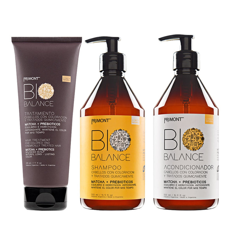 Kit Matcha Y Prebióticos - Shampoo X500ml + Acondicionador X500ml + Tratamiento X220ml - Primont