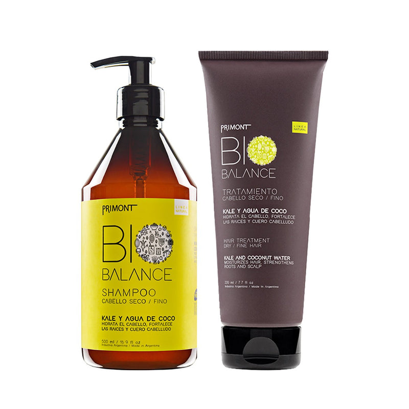 Kit Kale Y Coco Shampoo Cabello Seco / Fino X500ml + Tratamiento Cabello Seco / Fino X220ml - Primont - Bio Balance