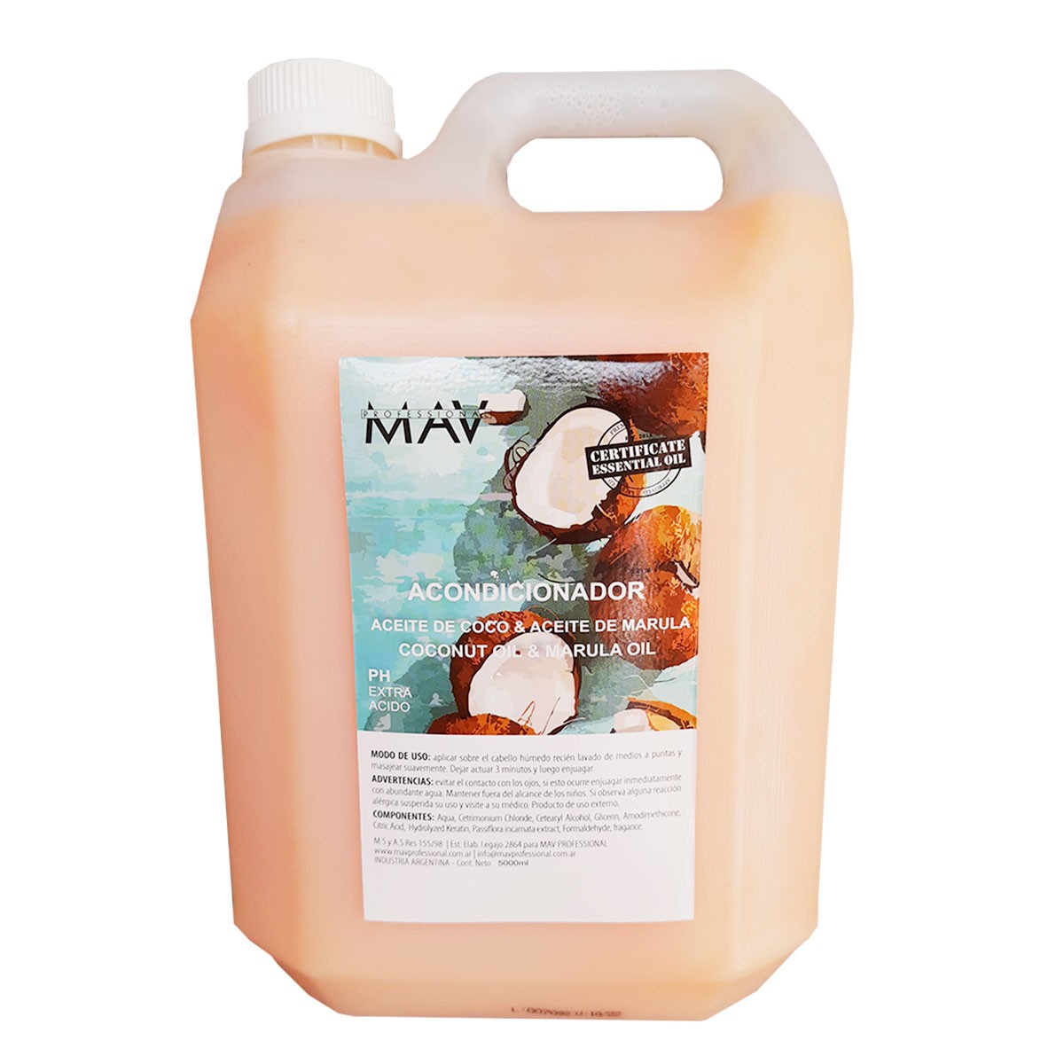 Acondicionador Aceite De Coco Y Marula X 5 Lt. - Mav