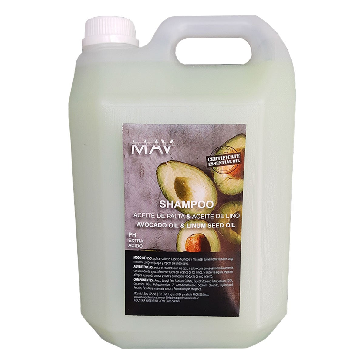 Shampoo Aceite De Palta Y Lino X 5 Lt. - Mav
