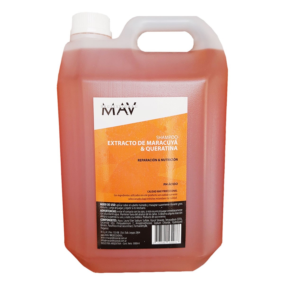 Shampoo Maracuya Y Keratina X 5 Lt. - Mav