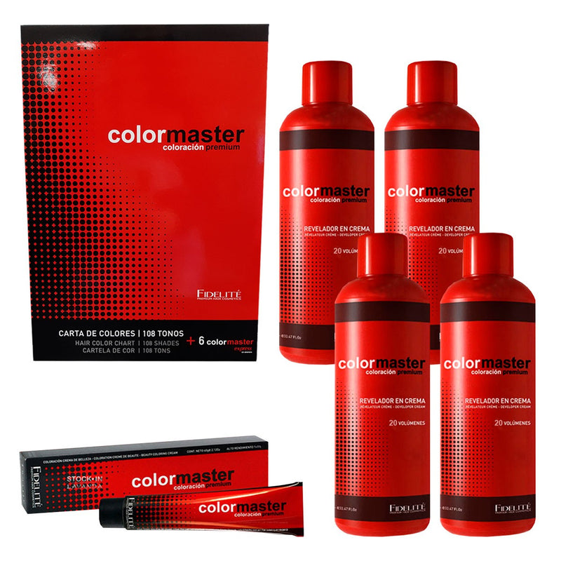55 Tinturas Color Máster 60gr + 4 Oxidantes x 900ml + Carta 108 Tonos - Color Master - Fidelite