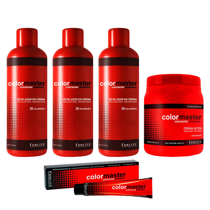 36 Tinturas Color Master + 3 Oxidantes x900ml + Mascara Acida x 1kg - Fidelité