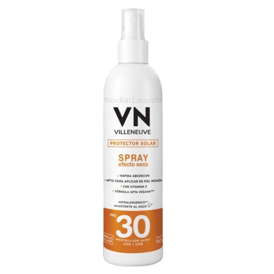Protector Solar Spray Efecto Seco FPS 30 x 190 ml. - Villeneuve