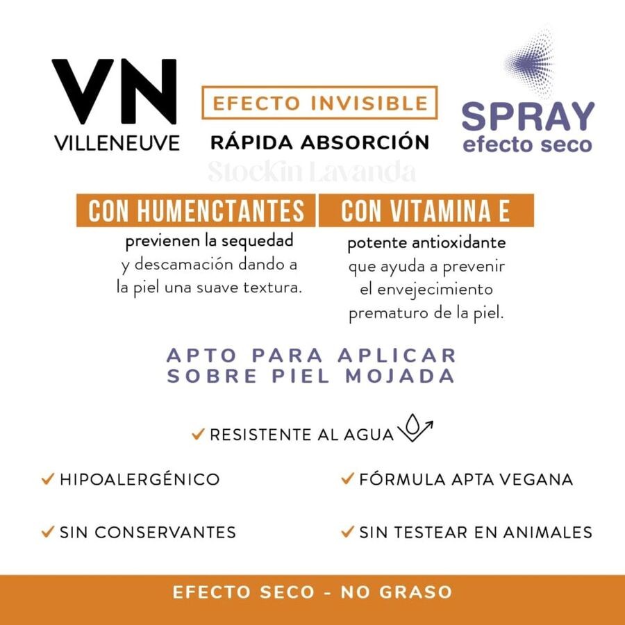 Protector Solar Spray Efecto Seco FPS 30 x 190 ml. - Villeneuve