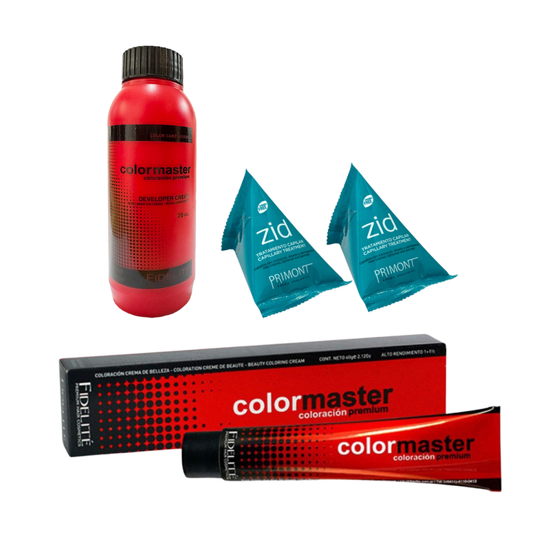 1 Tintura Color Master + 1 Oxidante x 90cc + 2 Pouch Zid x 20gr. - Fidelite | Primont