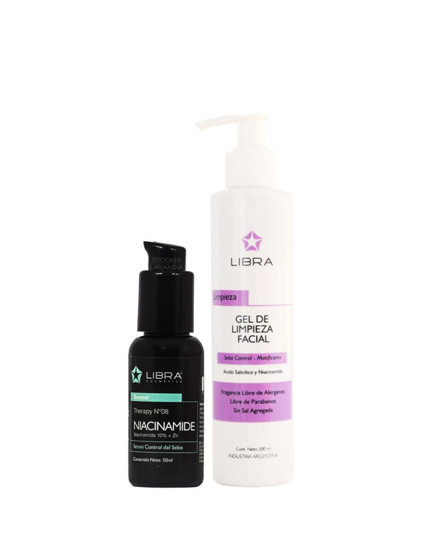 1 gel de limpieza sebo control x200ml + 1 serum niacinamidax50ml- Libra