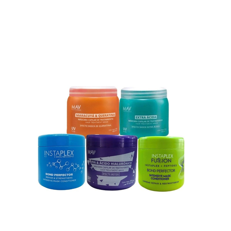 Pack Anti-Frizz x5 – Queratina, maracuyá y péptidos para brillo total - MAV