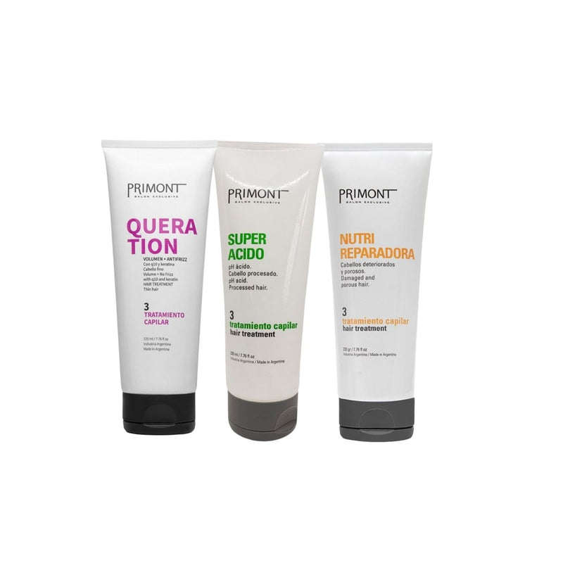 Kit Queratina pH Ácido x3 – Reparación, nutrición total. - Primont