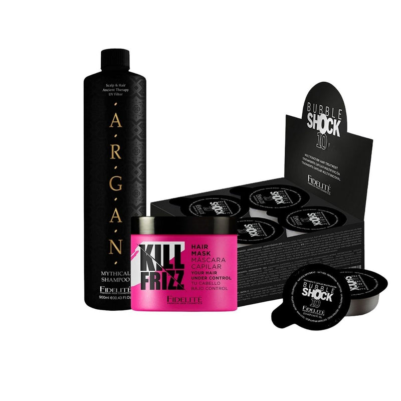 Tratamiento  Anti-Frizz, Argán, Kill Frizz y Bubble Shock - Fidelité