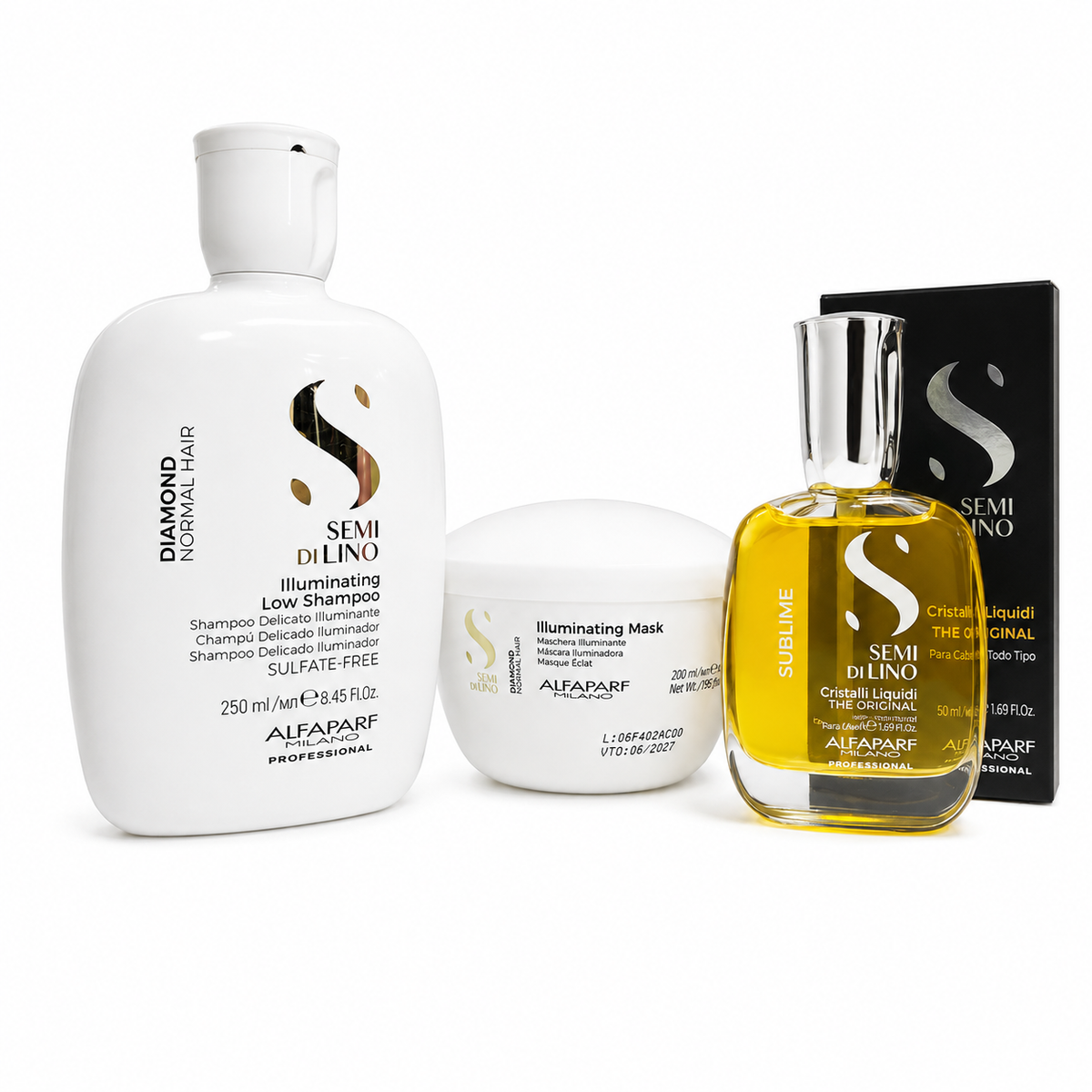 Kit Semi di Lino Diamond - Brillo, Suavidad y Luminosidad para Cabellos Normales - Alfaparf
