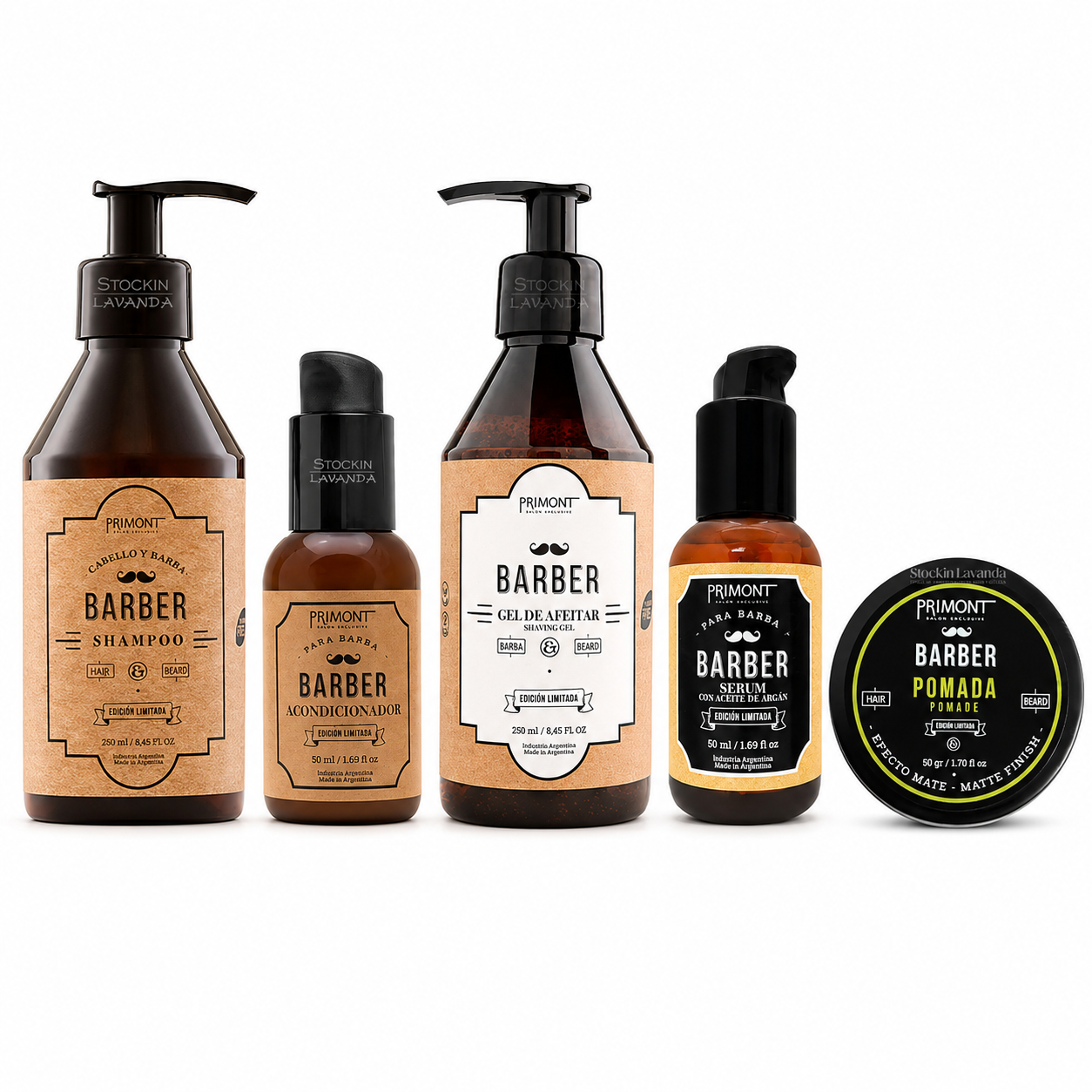 Kit Barber – Shampoo + Acondicionador + Serum + Gel de Afeitar + Pomada - Primont