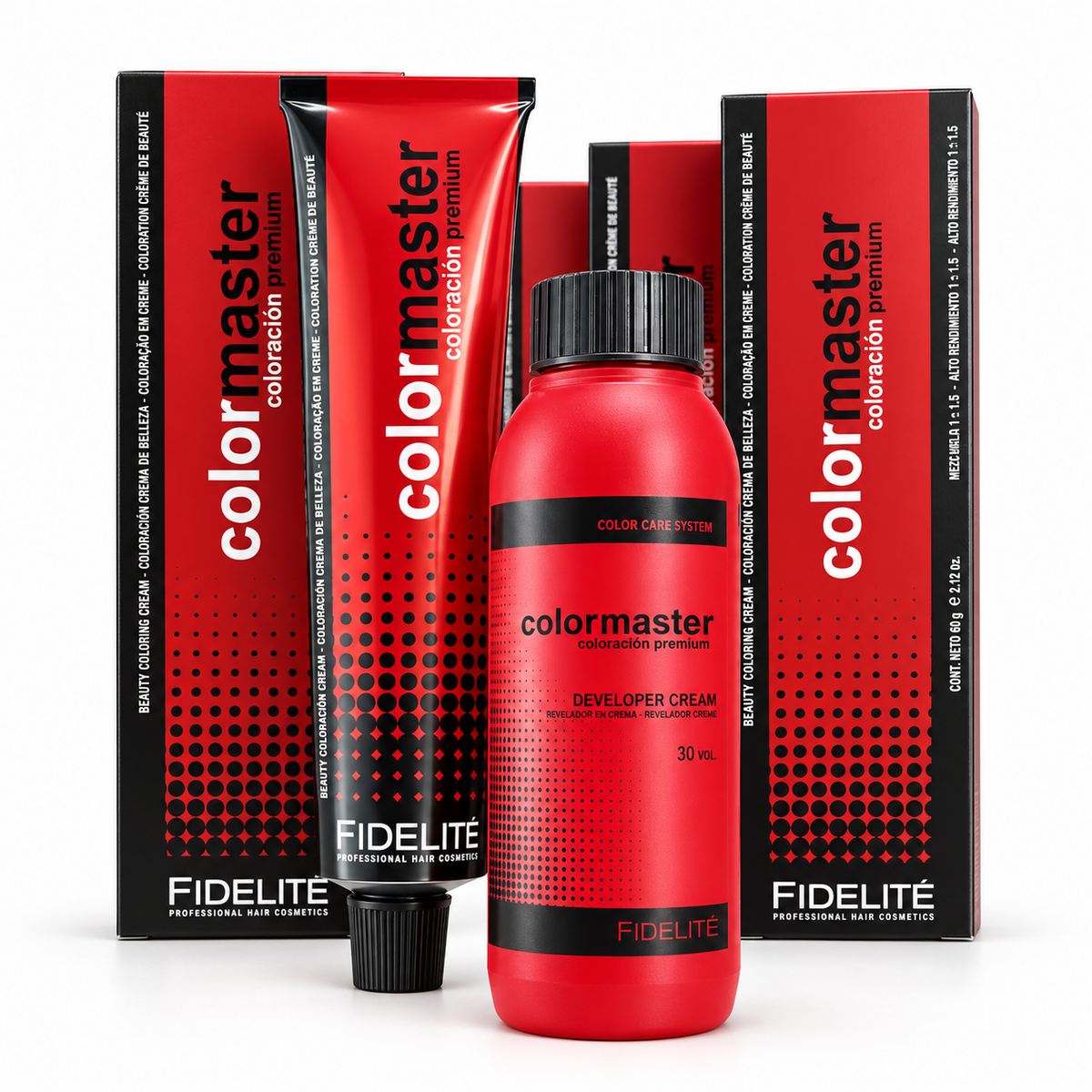 5 Tinturas Color Master X 60 Gr. + 5 Oxidante 30 Vol X 90 Ml. Color Master Sin cargo - Fidelite