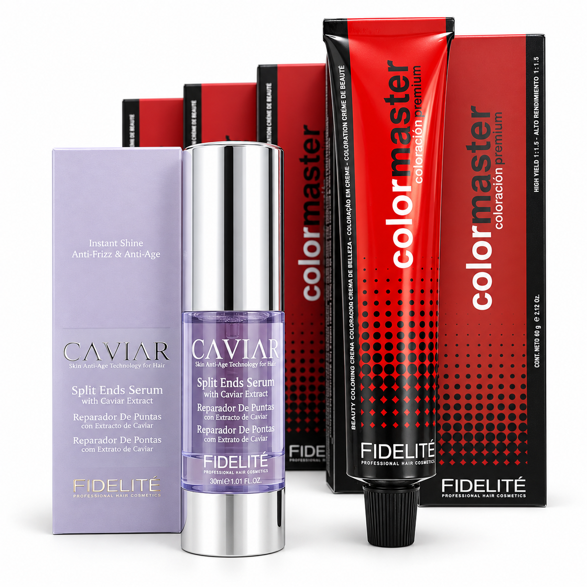 5 Tinturas Color Master X 60 Gr. + 1 Serum Caviar X30 Ml. - Fidelite