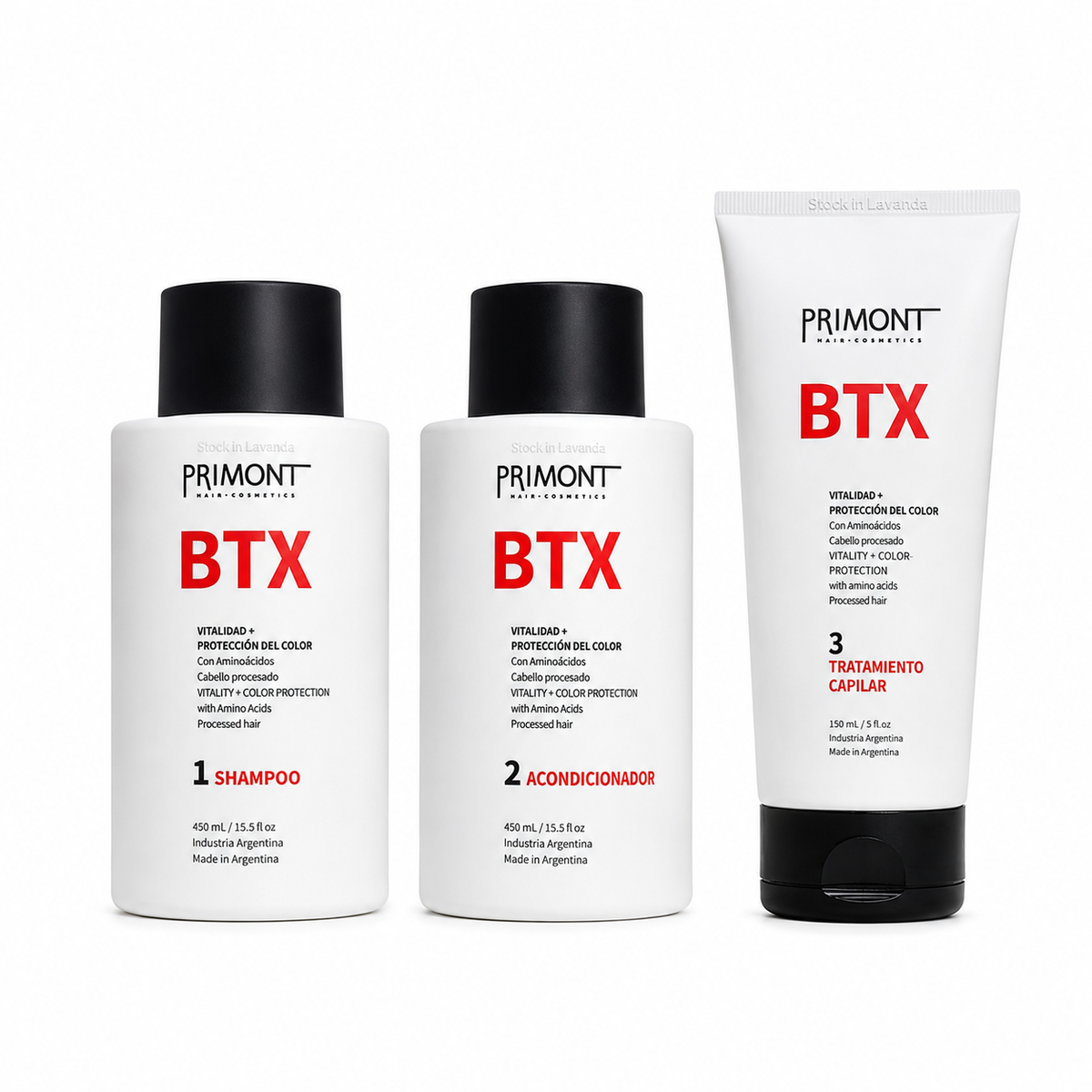 Kit BTX Primont | Shampoo + Acondicionador + Tratamiento 400ml