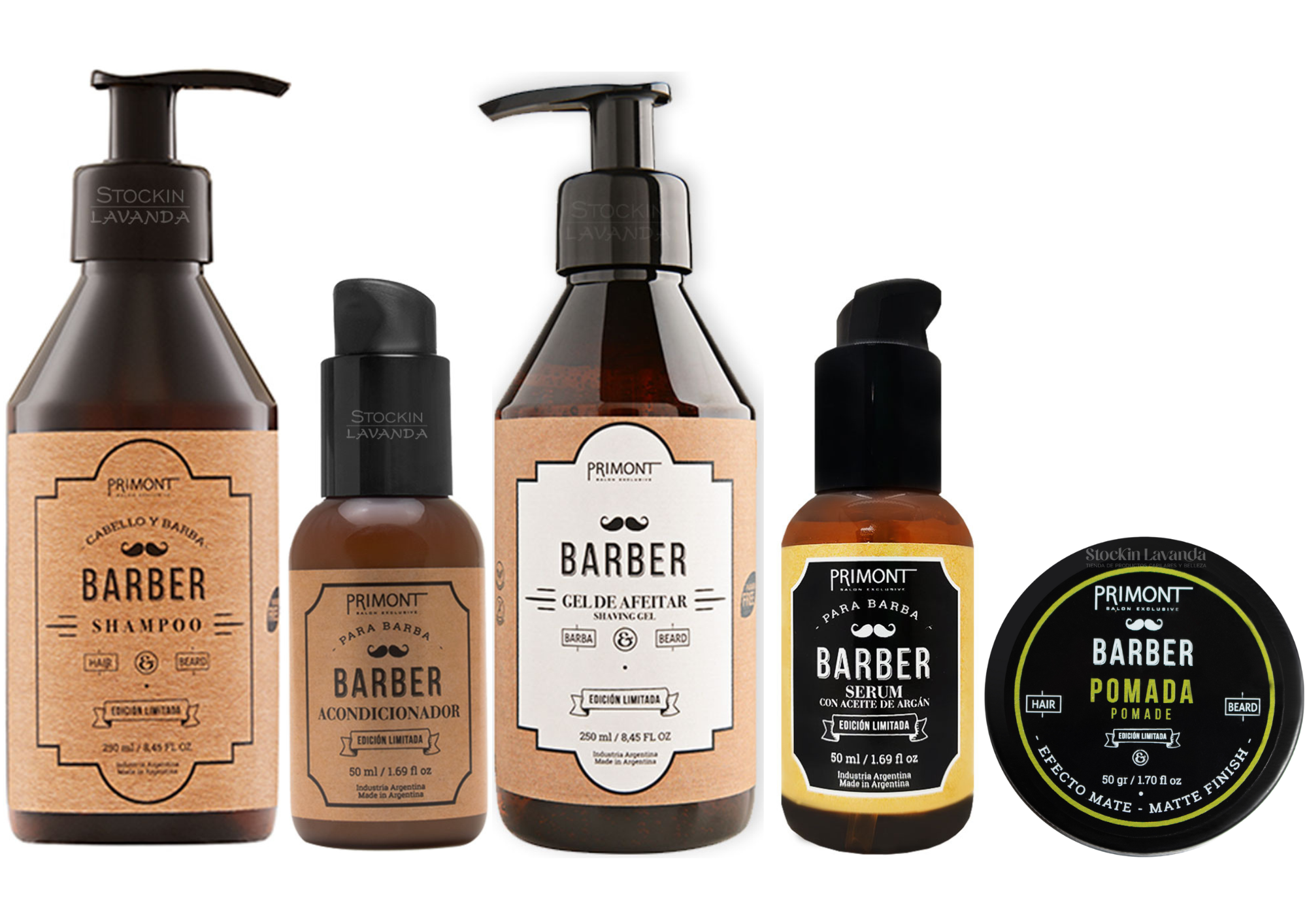 Kit Barber – Shampoo + Acondicionador + Serum + Gel de Afeitar + Pomada - Primont