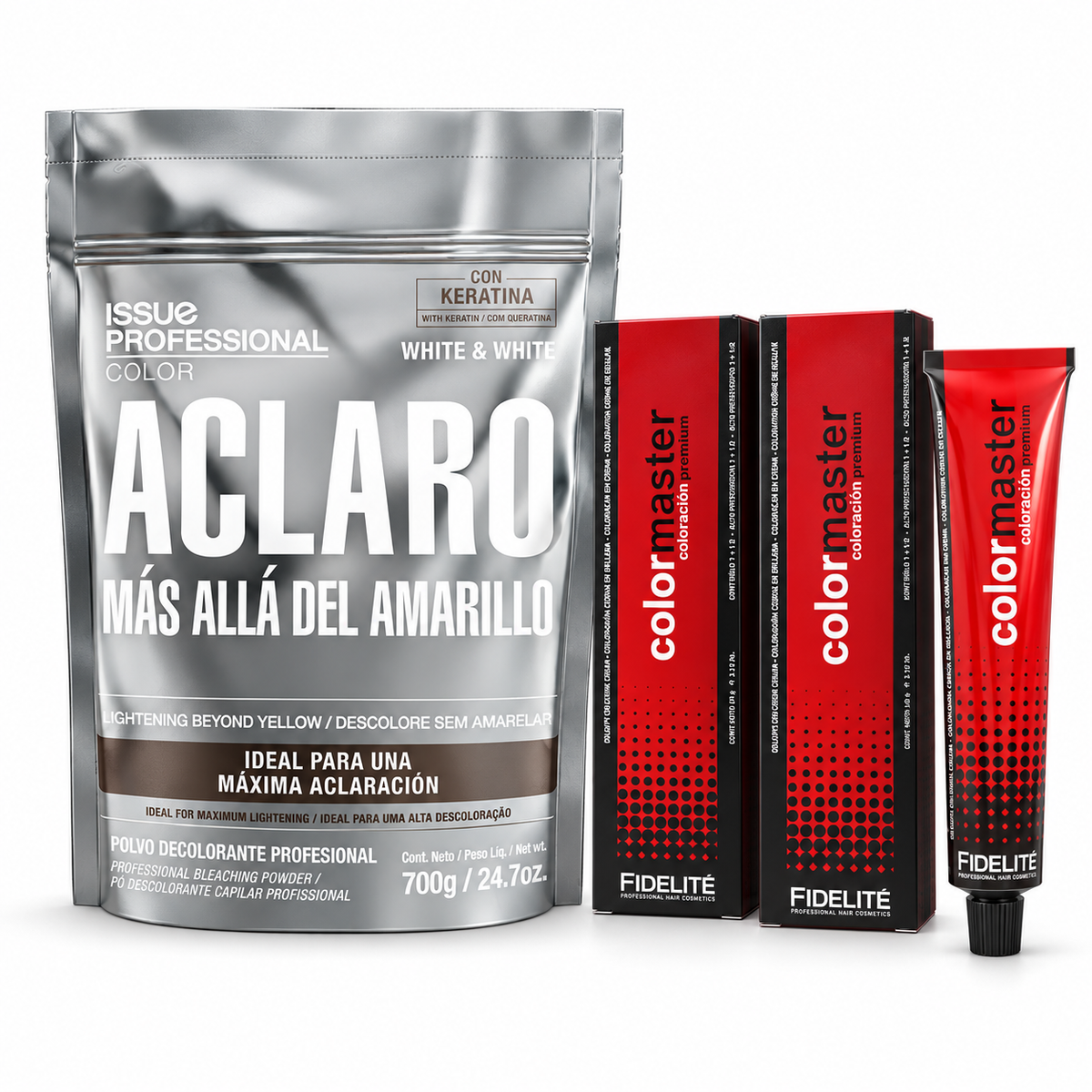 20 Tinturas Color Master X 60 Gr. - Fidelite + 1 Polvo Decolorante White And White X 700 Gr- Issue