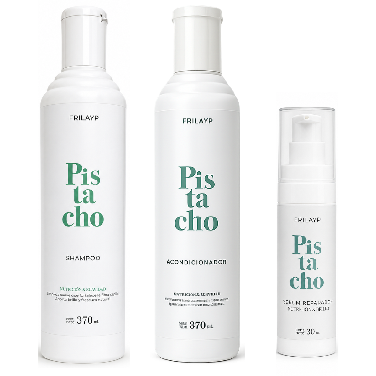 Shampoo + Acondicionador + Serum - Linea Pistacho - Frilayp