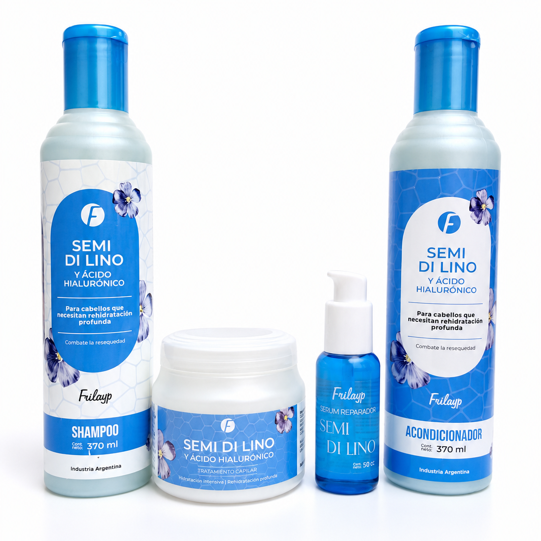 Combo Semi de Lino - Shampoo + Acondiconador x370ml + Mascara x 240gr + Serum x50ml - Frilayp