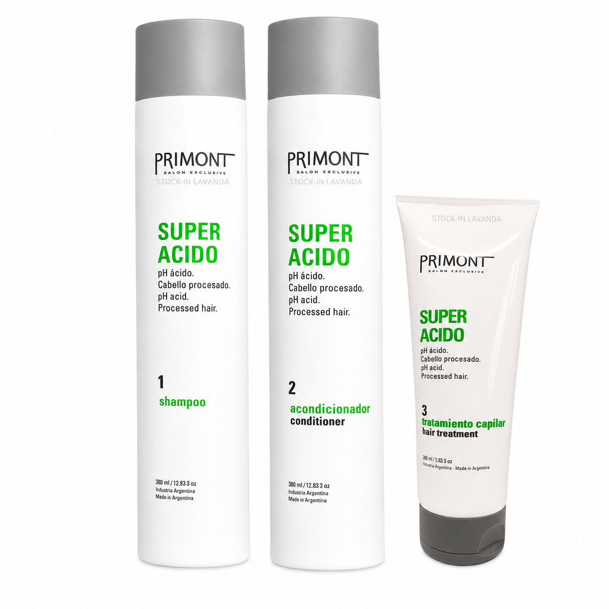 Kit Super Acido - Shampoo + Acondicionador x 350ml + tratamiento x 220ml - Primont