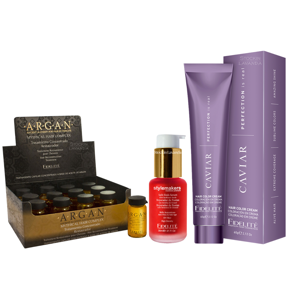12 Tinturas Caviar x 60gr + Caja de 12 Ampollas Argán + 1 Serum Girasol x 60ml -  Fidelité