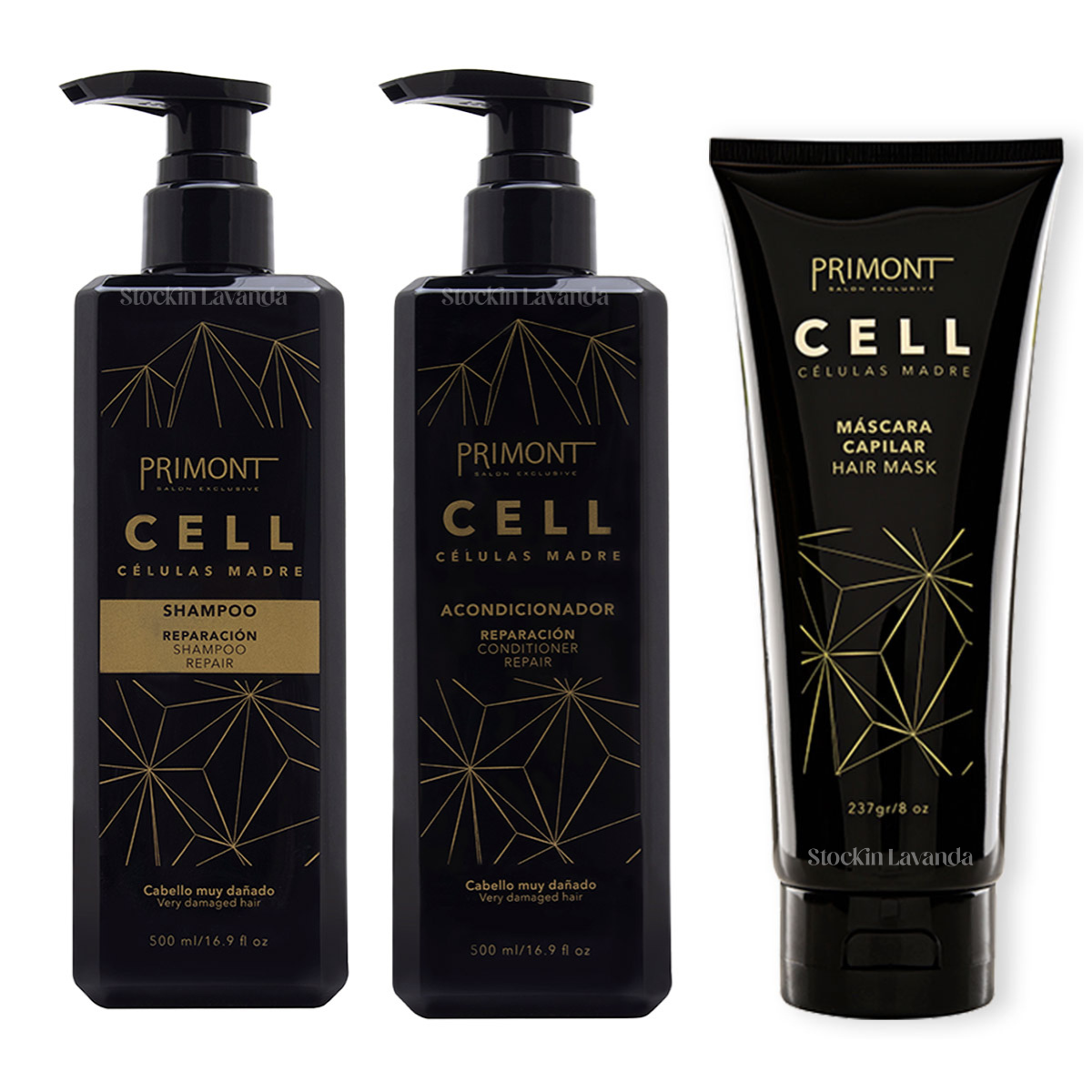 Shampoo Cell x500ml + Acondicionador Cell x500ml + Tratamiento Cell x237gr - Primont