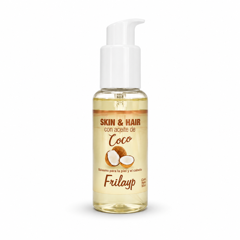 Kit cuidado capilar - Shampoo neutro x370ml + 3 ampollas + Balsamo Skin & Hair Coco x50cc - FRILAYP