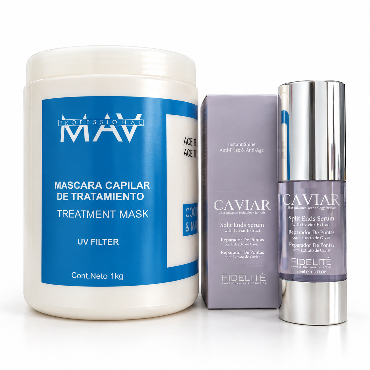 1 Mascara Aceite De Coco Y Marula X 1 Kg. - Mav + 1 Serum Caviar X30 Ml. - Fidelite