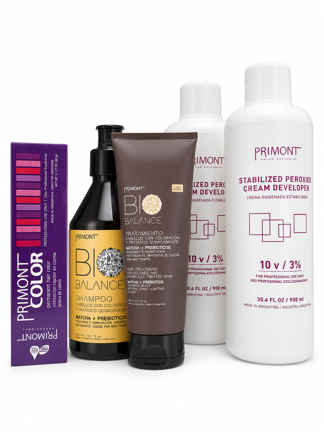 20 Tinturas Color Plex + Shampoo Y Tratamiento Matcha y Prebioticos + 2 Oxidantes de regalo Primont