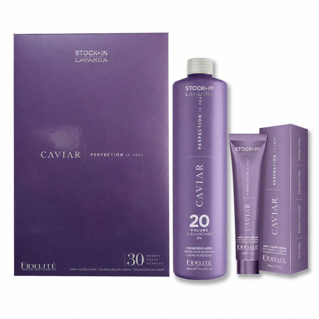 48 Tinturas Caviar + 4 Oxidantes X 990ml Caviar + Carta de Colores Caviar