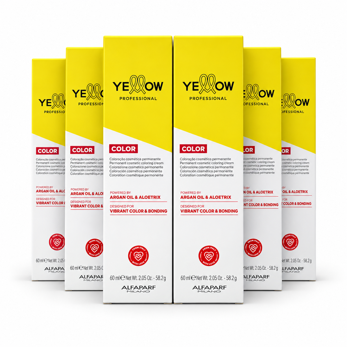 6 Tinturas Yellow Professional Color x 60 ml - ALFAPARF